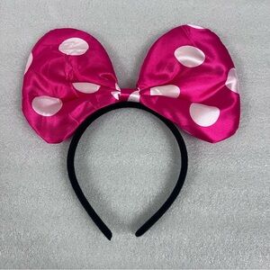 Minnie Mouse Ears White Polka Dot Pink XL Big Bow Headband Costume New